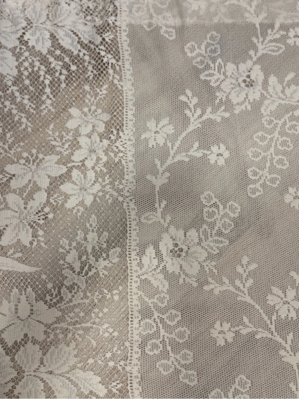 Ivory Cotton Floral Lace Victorian Double Rod Curtains 60